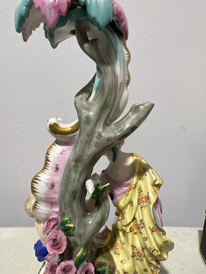 Lot 18 - Pair of Meissen porcelain candlesticks, allegorical of the Seasons