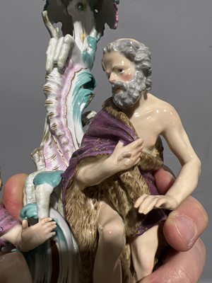 Lot 18 - Pair of Meissen porcelain candlesticks, allegorical of the Seasons