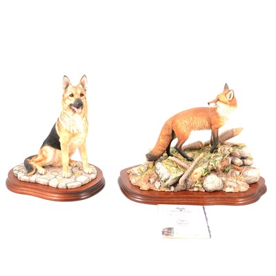 Lot 92 - Eight Border Fine Arts animal models, Goebel bird figurine, and other bird and human figurines.