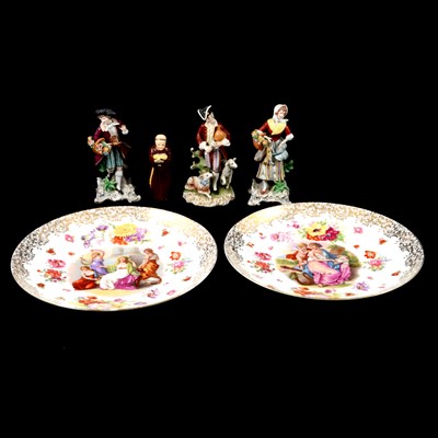 Lot 96 - Pair of Siztendorf porcelain figures, etc.