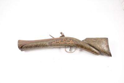 Lot 10 - Pair of Turkish flintlock blunderbuss pistols