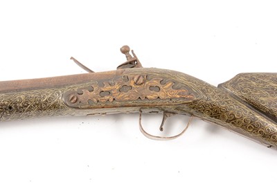 Lot 10 - Pair of Turkish flintlock blunderbuss pistols