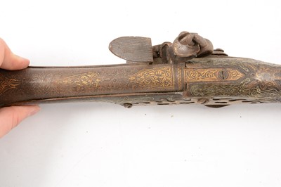 Lot 10 - Pair of Turkish flintlock blunderbuss pistols