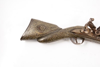 Lot 10 - Pair of Turkish flintlock blunderbuss pistols