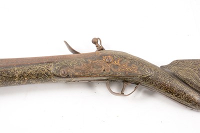 Lot 10 - Pair of Turkish flintlock blunderbuss pistols