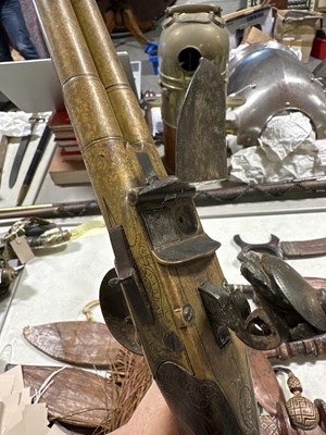 Lot 6 - Flintlock boxlock side-by-side double barrel pistol