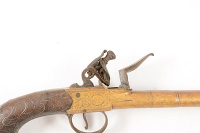Lot 6 - Flintlock boxlock side-by-side double barrel pistol
