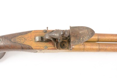 Lot 6 - Flintlock boxlock side-by-side double barrel pistol