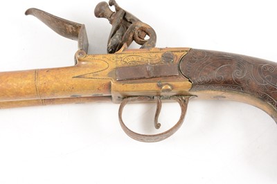 Lot 6 - Flintlock boxlock side-by-side double barrel pistol