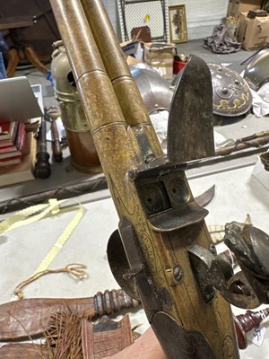 Lot 6 - Flintlock boxlock side-by-side double barrel pistol