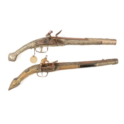 Lot 9 - Turkish flintlock pistol and an Arab pistol