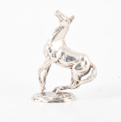 Lot 220 - Cast silver model of a rearing horse