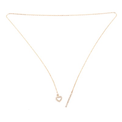 Lot 94 - A diamond set heart and bar necklace.