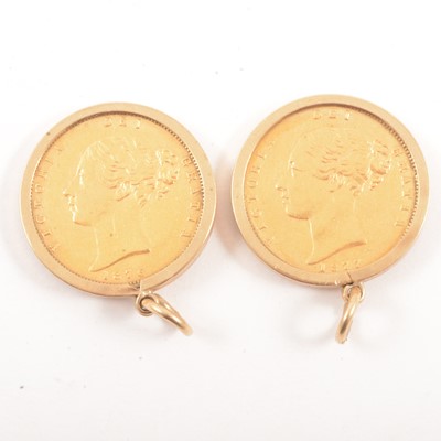 Lot 140 - Two Gold Half Sovereign Coin pendants.