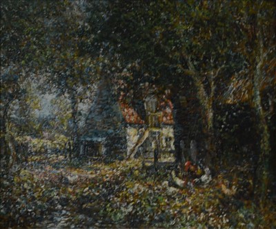 Lot 307 - J F Slater, Cottage and Chickens