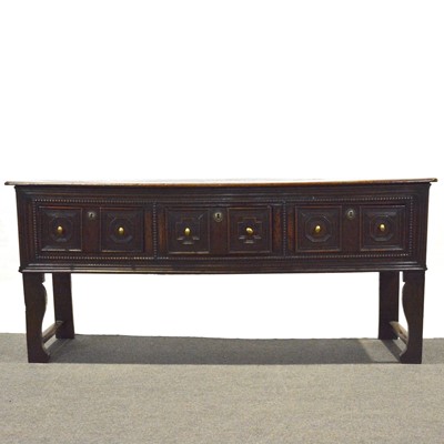 Lot 545 - Joined oak dresser base, 18th Century