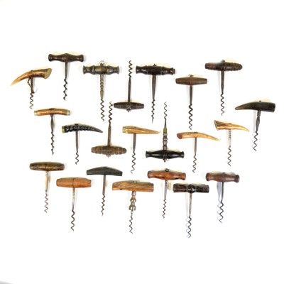 Lot 46 - Twenty two simple direct pull corkscrews