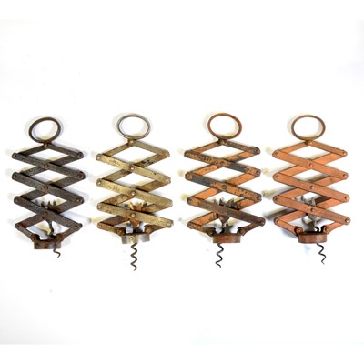 Lot 58 - Four Heeley patent concertina corkscrews