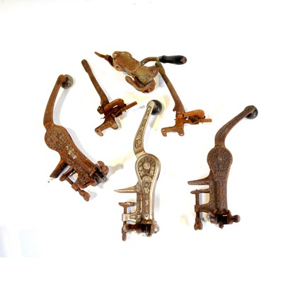 Lot 76 - Two cast metal "Original Safety" bar top corkscrews and others