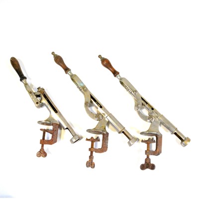 Lot 77 - Three nickel plated bar top corkscrews