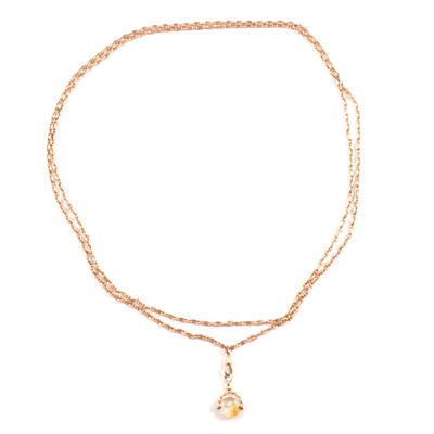 Lot 203 - A yellow metal guard chain.