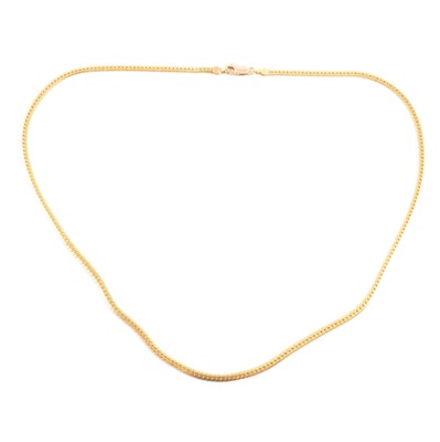 Lot 217 - A yellow metal chain necklace.