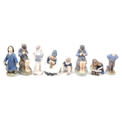 Lot 18 - Eight Royal Copenhagen porcelain figures