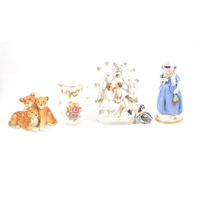 Lot 33 - Karl Ens porcelain group, lion cubs, Thuringian figure, etc.