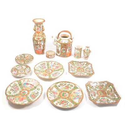 Lot 59 - Cantonese famille rose vase and other Cantonese porcelain