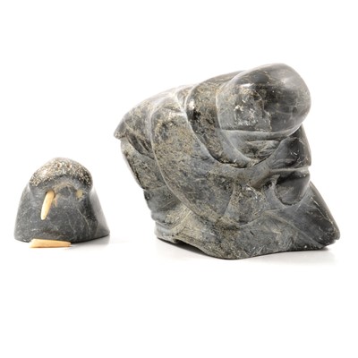 Lot 93 - Two inuit carved green stone models