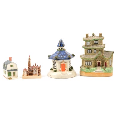 Lot 114 - Two boxes of ceramic pastille burners and money boxes.