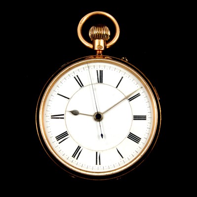 Lot 141 - An 18 carat yellow gold open face pocket watch.