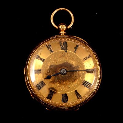 Lot 148B - A small 18 carat yellow gold pocket watch.