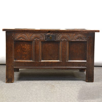 Lot 317 - Joined oak coffer, 18th Century