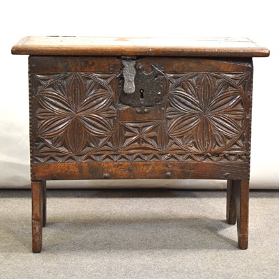 Lot 349 - Joined oak coffer, small proportions