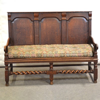 Lot 374 - Joined oak settle, 18th century