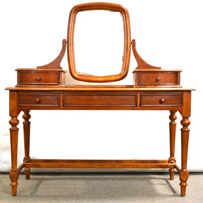 Lot 345 - Cherry wood dressing table with mirror back