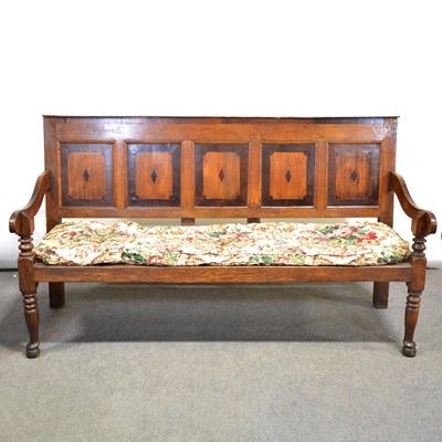 Lot 351 - George III oak and mahogany settle