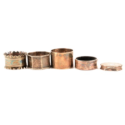 Lot 237 - Victorian silver vinaigrette and four silver napkin rings