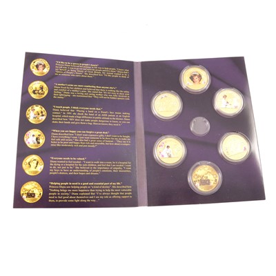 Lot 176 - Collection of Diana, Princess of Wales, gold-plated and silver-plated commemorative proof coins.