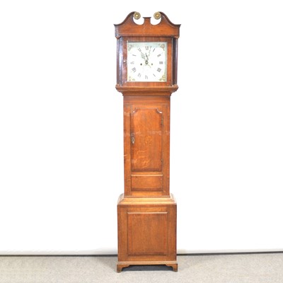 Lot 341 - Oak and mahogany longcase clock