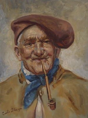Lot 280 - Carlo Liuppo, old man with pipe.