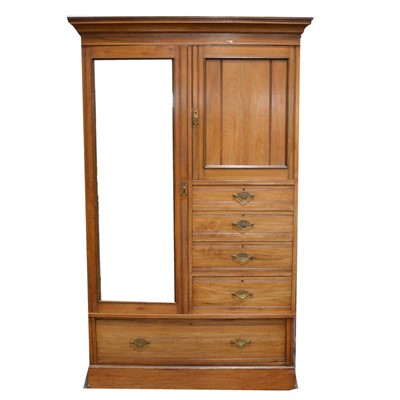 Lot 335 - Edwardian walnut compactum wardrobe