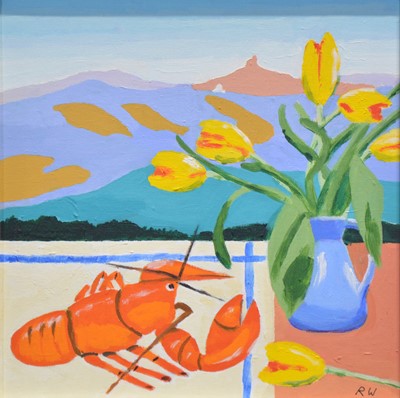Lot 286 - Roger Whiteway, Cornish lobster and a pastel drawing