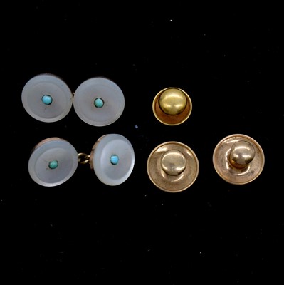 Lot 263 - A pair of mother-of-pearl cufflinks and three dress studs.