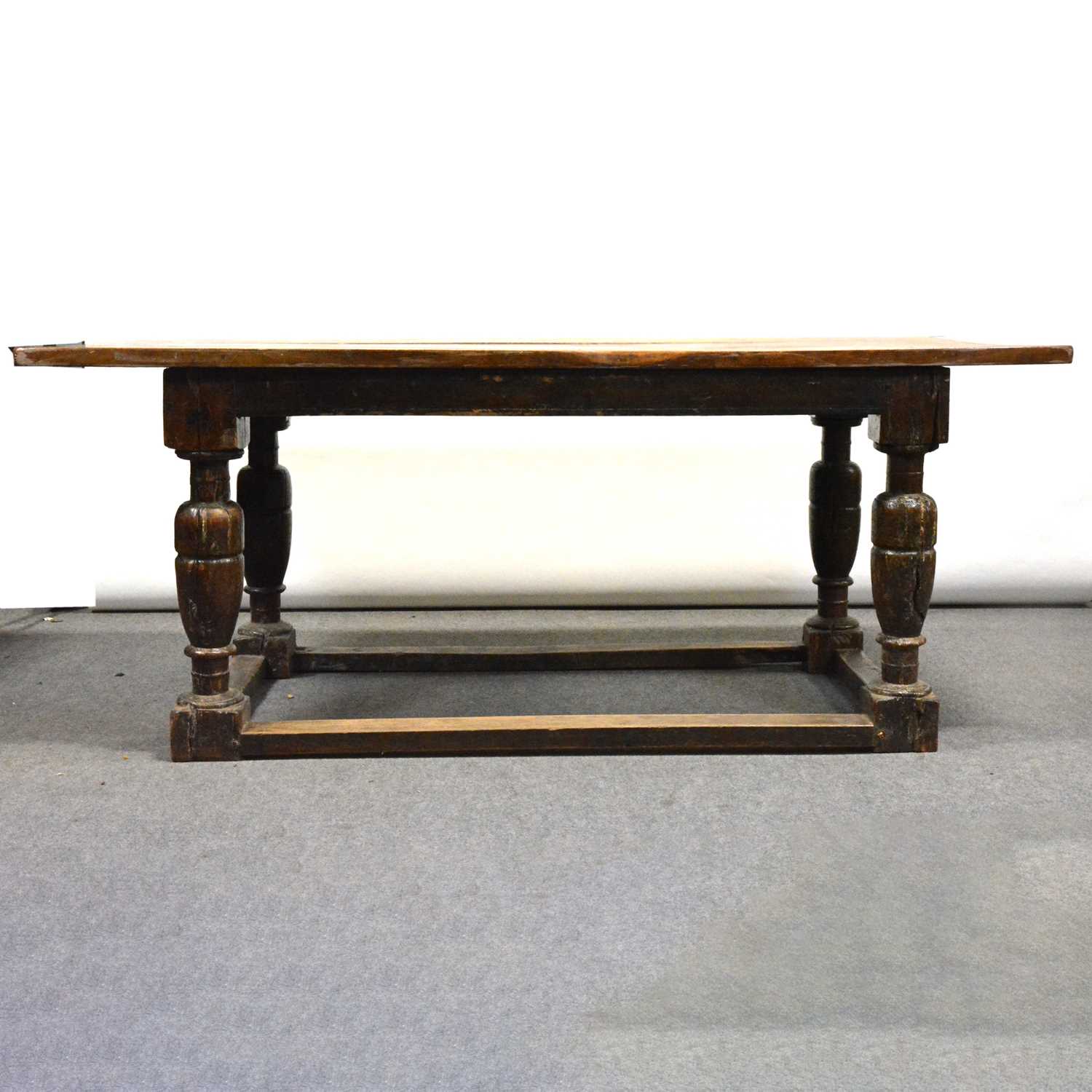 Lot 39 - Joined oak and beechwood farmhouse table