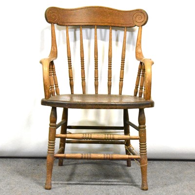 Lot 381 - Ash spindle back elbow chair