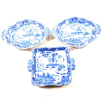 Lot 23A - Three Staffordshire printware dessert dishes