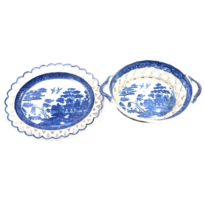 Lot 43 - Staffordshire pearlware chestnut basket, on a matching stand