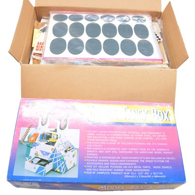 Lot 490 - Super flying model 'Model Fancy Box' kit, with a box of model aircraft transfers and stickers